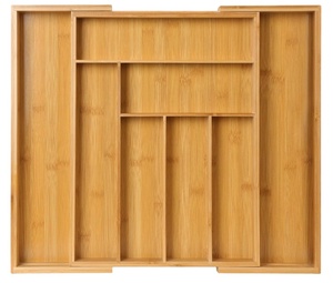 Organisateur de tiroir extensible en bambou OEM/ODM pour ustensiles, plateau à couverts réglable, séparateurs de tiroir en bois pour couverts - Product Image 1