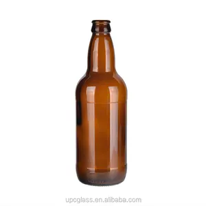 Botella de vidrio de cerveza personalizada con corona de metal marrón 250ml 330ml 500ml 650ml botella de vidrio de cerveza