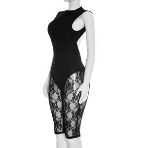 Viviblook J26JP029 Combinaison une pièce sexy sans manches, ajustée, transparente, dos nu, en dentelle, pour femme, nouvelle collection, idéale pour les soirées - Product Image 2