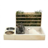 Nouvelle cage décorative en bois pour lapins 2-en-1 : mangeoire à foin et boîte de reproduction lavable, niche pour poussins, nid de cailles, ensemble de nids pour hamsters