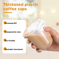 Lot de 1000 gobelets en plastique PET transparents jetables à fond rond de 300 ml (10 oz) en forme de U pour café glacé, avec couvercles à bec verseur