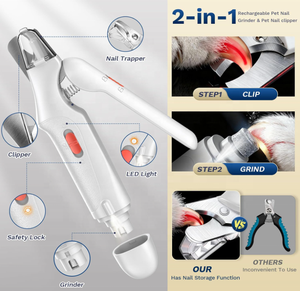 Innovador Cortauñas 2 en 1 Recargable por USB con Sensor de Seguridad Rápido para Perros Grandes, Medianos y Pequeños, y Gatos - Product Image 5