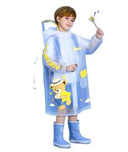 Impermeable para Estudiantes con Cubierta para Mochila, Diseño de Dibujos Animados, Poncho Impermeable para Niños, Ropa de Lluvia para Clima Tormentoso - Product Image 1
