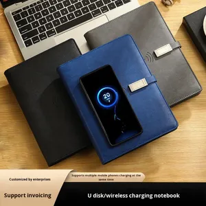 Wireless Charging Leather Hardcover <strong>Notebook</strong> <strong>with</strong> Customized Logo USB <strong>Flash</strong> Drive <strong>Power</strong> <strong>Bank</strong> Notepad <strong>Power</strong> Supply Set - Product Image 2