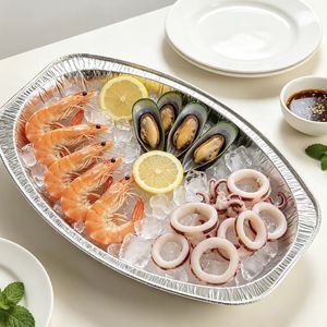 Barquettes alimentaires ovales jetables en aluminium, moules de cuisson, récipients de service pour barbecue - Product Image 5