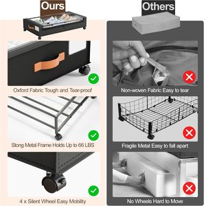 Under Bed Shoe <b>Storage</b> Organizer Rolling Metal Drawer <b>Clothes</b> Under Bed <b>Storage</b> with Wheels - Product Image 3