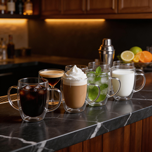 Tazas de Vidrio de Borosilicato de 350 ml (12 oz) Resistentes al Calor, para Café, Latte y Té, de Doble Pared, con Asa, de Fábrica - Product Image 2