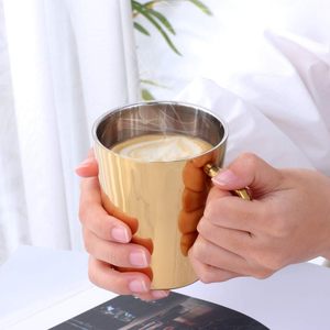 Gold Colour Beer Milk Travel <b>Cup</b> Double Wall Drinking Water <b>Coffee</b> Tea <b>Cup</b> Stainless Steel Handle Vacuum <b>Cup</b> - Product Image 2