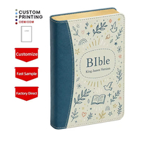 Service d'impression personnalisé OEM, vente en gros, couverture souple en cuir PU imprimée en couleur, cadeau religieux, livre biblique d'église