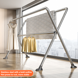 Séchoir à <span class=keywords><strong>linge</strong></span> pliable à longueur réglable avec cadre métallique stable, filet de séchage et support à chaussures - Product Image 2