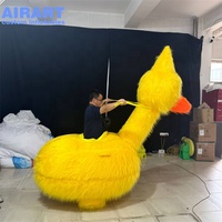 Costume gonflable d'autruche jaune sur mesure avec housse en peluche longue, tenue de mascotte d'oiseau de dessin animé gonflable pour défilé, à porter par une personne