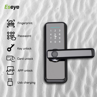 Cerradura Inteligente para Puerta con Huella Dactilar, Entrada sin Llave, Cerrojo Electrónico con Contraseña, WiFi, App Tuya, Aleación de Zinc, Aluminio/Latón, Llave para Puerta de Casa