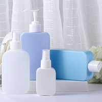 Flacon pompe carré en HDPE avec logo personnalisé, flacon cosmétique en plastique mat vide pour shampoing, gel douche, savon pour les mains, soin du visage