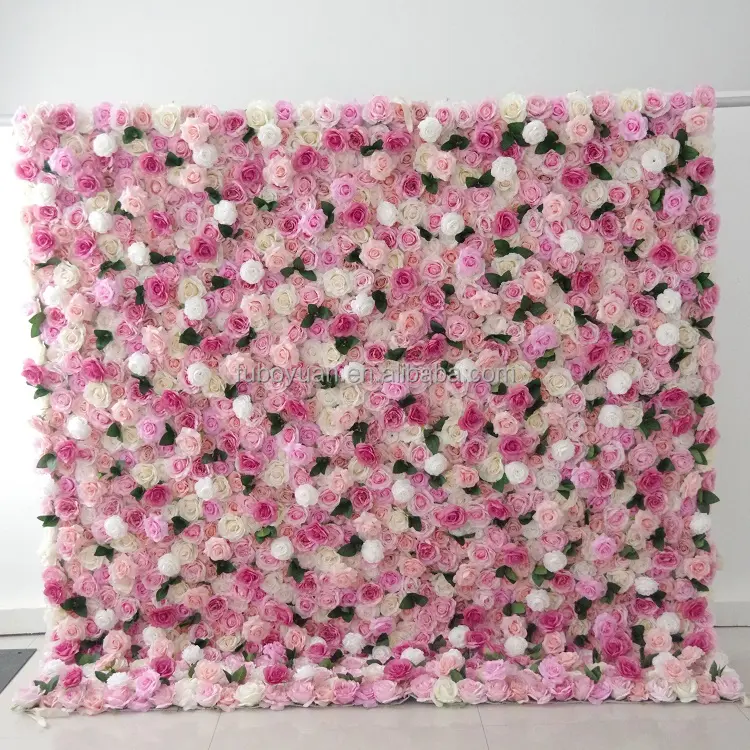 แผ่นตกแต่งผนังลายดอกไม้งานแต่งงาน,แผ่นรองติดผนังดอกไม้ประดิษฐ์สีชมพูดอกไม้ดอกกุหลาบผนังฉากหลังขนาด3D ม้วน