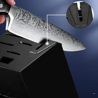 TOALLWIN Keukenmessen Damascus Patroon RVS Koksmessen Set Keukenmessen met Stand