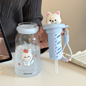 500ML Tritan <b>Straw</b> Cup Portable Lanyard Plastic Water <b>Bottle</b> Large Capacity for Student School <b>Straw</b> <b>Bottle</b> - Product Image 2