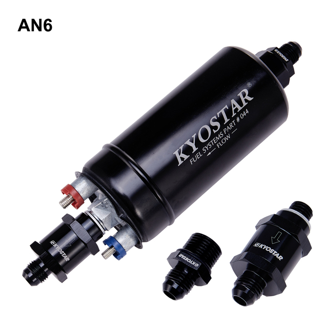 KYOSTAR External 044 Fuel Pump Universal ,Fuel Injection Pumps with  AN6 One Way Check Valve M12x1.5mm to AN6