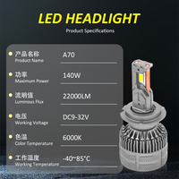 Nouvelle génération de phares LED automobiles A70 H4, H7 Driver, design compact, plus flexible, puissance 70W, H11 LED