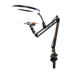 Offres hebdomadaires : Support de lampe annulaire flexible F1A avec bras articulé et support de téléphone, lumière LED pour selfie, enregistrement vidéo YouTube, support de bureau - Product Image 2