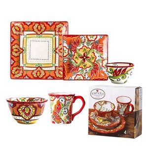 Tropical Style Hand-painted Floral Pattern Wavy Edge Dinner Plate - Product Image 1