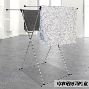 Tendedero de ropa con forma de X, de pie, blanco, de doble poste, para secar edredones en el balcón - Product Image 4