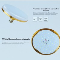 Ampoule LED Soucoupe Volante à Courant Constant Haute Puissance Tri-Proof Économe en Énergie pour Usage Résidentiel Culot E27 Alliage d'Aluminium Doré 1000