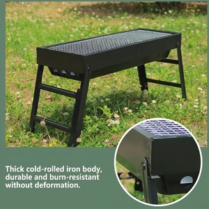 Portable Folding Charcoal Bbq <strong>Grill</strong> Collapsible <strong>Tabletop</strong> Iron Stove With Built-in Tool Box for Outdoor <strong>Camping</strong> Picnic - Product Image 3
