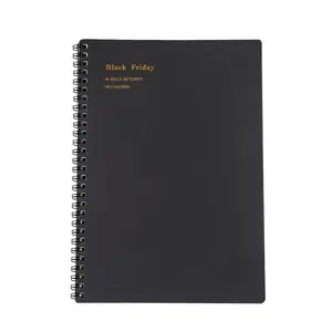 Caderno espiral personalizável de capa dura A4 estilo impresso perfeito, caderno diário de capa de madeira com presente encadernado em PP