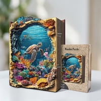 3D-головоломка из дерева: Морская черепаха, коралловый риф, медуза, морская звезда. Подводный мир. Лазерная резка, 5 мм, матовая отделка. Подарочная коробка. Игрушка для самостоятельной сборки.