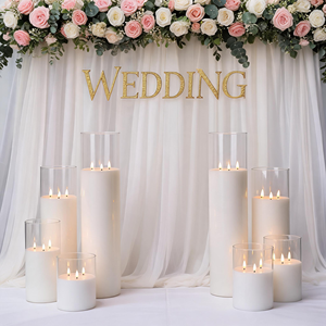 Matti's Wedding Event Decor Decoration Backdrop <strong>Centre</strong> <strong>Pieces</strong> <strong>Table</strong> Light Flowers and Led Candle - Product Image 1