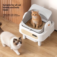 Bac à litière pour chat électrique automatique anti-déversement, sans pelle, à ouverture supérieure, facile à nettoyer, en PP épais, extra large 75L, anti-odeurs