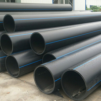 Tuyau en polyéthylène haute densité (PEHD) flexible, haute pression, durable, qualité PE100, DN16-DN1600, noir à rayures bleues, pour l'eau