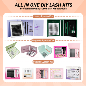 Kit de cils DIY à segments en grappe, volume intense, faits à la main, avec logo personnalisé, 8-16mm, bande superfine, plateau mixte, prix usine - Product Image 2