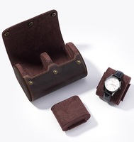Étui de voyage pour montre en cuir véritable pour 2 montres, rangement et organisation - Sécurisé avec des coussins amovibles innovants