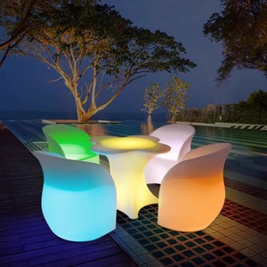 LED Flower-Shaped <b>Outdoor</b> Furniture Set with 16-Color Rechargeable Glowing Sofa & <b>Table</b> for Patio Party & Wedding - Product Image 3
