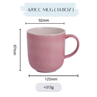 Tasses personnalisées personnalisées roses en grès céramique de haute qualité avec poignée Grand volume pour le bureau et l'utilisation quotidienne à la maison et la fête