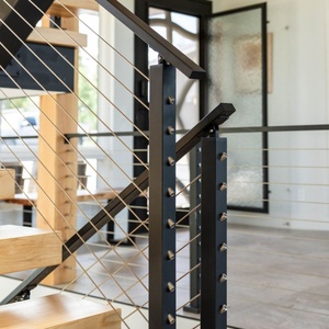 Aanpasbare zwarte schuine 36 inch kabelrailpaal van roestvrij staal, draadkabelrail voor binnen en buiten, moderne metalen railing systemen - Product Image 2
