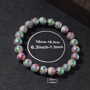 Bracelet en pierre volcanique naturelle pour hommes, pierre de lave, perles violettes de 8mm, bijoux faits à la main, réglables, Pulseira - Product Image 3