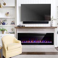 Cheminée électrique murale populaire de 60 pouces (1500 mm) avec prise américaine, en métal noir, décoration de flamme encastrée, utilisation domestique, insertion facile