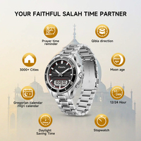 Montre de prière islamique, montre Azan musulmane, boussole Qibla, heure de prière Fajr, horloge de pèlerinage, montre arabe