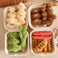 Mini-jouets en peluche alimentaires de simulation : Oden asiatique, champignons, saucisses, hot-dogs, brocoli, et porte-clés pas chers