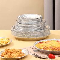 Barquette alimentaire jetable professionnelle ronde en aluminium pour services aériens et buffets d'hôtel