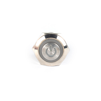 Interrupteur à bouton-poussoir HUSA 22 mm 1A 24V étanche IP65 avec anneau métallique lumineux pour appareils électroménagers et bornes à vis