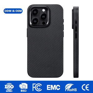 เคสโทรศัพท์คาร์บอนไฟเบอร์พร้อมฟิล์มกันรอยหน้าจอสำหรับ 16/15 Pro/Pro Max โครงเสริมความแข็งแรงพร้อมที่ยึดแม่เหล็ก ป้องกันแรงกระแทกได้ถึง 6.6 ฟุต - Product Image 1