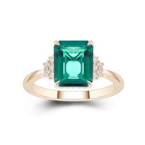 Anello a grappolo diamante 10 carati oro 2 carati anello da laboratorio con smeraldo con smeraldo gioielli personalizzati moda semplice <span class=keywords><strong>Miss</strong></span> Rings - Product Image 1