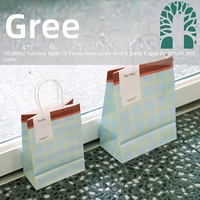 Sacs en papier kraft imperméables de la série Plaid en gros pour boulangerie, sacs à emporter pour café, lait, thé, desserts