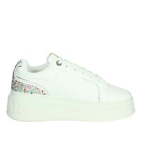 Sneakers Donna Shopart SASS240721 Bianco Argento con Dettagli in Cristallo e Plateau - Product Image 4