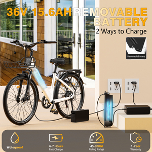 Bicicletta <span class=keywords><strong>Elettrica</strong></span> con Batteria Rimovibile 36V 15.6Ah, Potente Motore Brushless, 25km/h, Doppi Freni <span class=keywords><strong>a</strong></span> Disco, per Pendolarismo e Avventura - Product Image 4