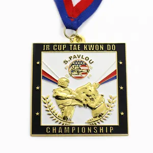 Oem Die Cut Fire Dragon Taekwondo Korea Sport Medal Square For Taekwondo