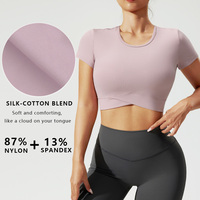 T-shirt de yoga de style nouveau pour femmes, haut court sexy d'été, haut de yoga de fitness à filetage